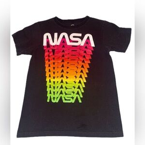 Akademiks NASA Neon Rainbow Graphic T-Shirt Unisex  Small Black 100% Cotton